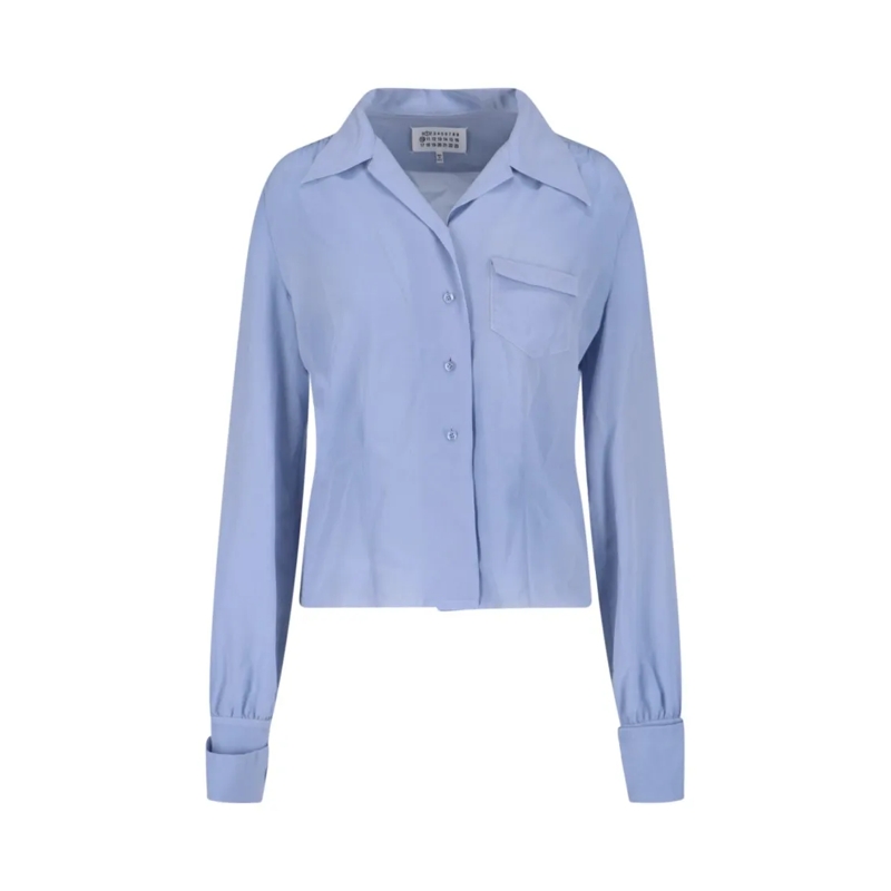 Maison Margiela Overhemd Classic Blue Shirt With Tailored Fit And Button-Do Blue