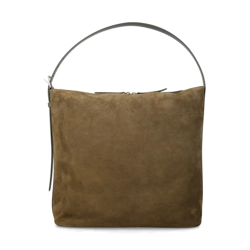 A.P.C. Crossbody Bag Maxi Suede Bag With Spacious Interior And Dual Zip Brown