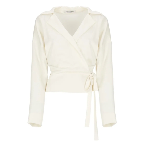 Philosophy Di Lorenzo Serafini Blusen Ivory Shirt With Neckline Neutrals