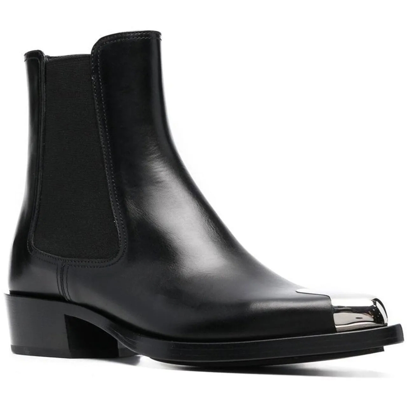 Alexander McQueen Stiefel Alexander McQueen Leather Boots schwarz (Image 2)