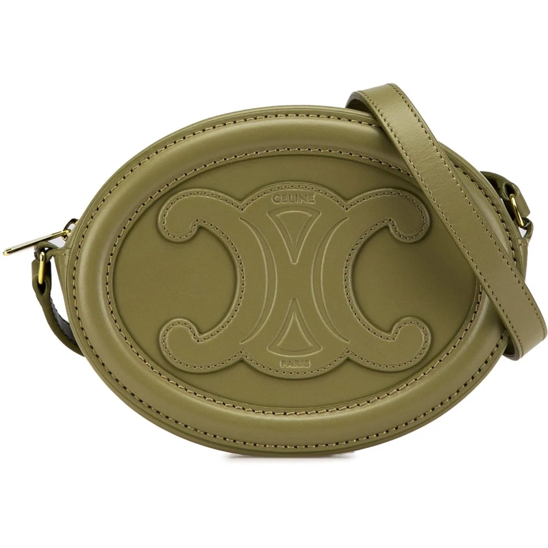 Celine Schultertasche Small Calfskin Cuir Triomphe Oval Crossbody grün