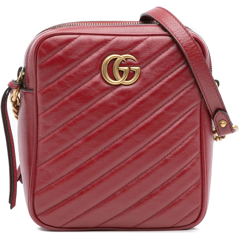 Gucci Sac à bandoulière GG Marmont Matelasse Leather Double Zip Crossbody rot