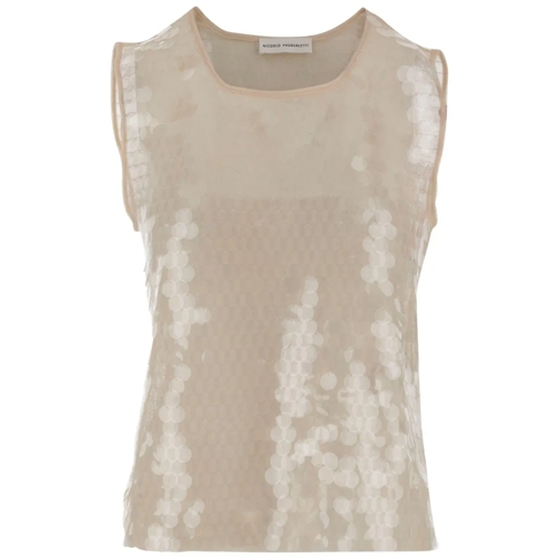 Niccolò Pasqualetti Blusen Nylon Top With Sequin Pattern Neutrals