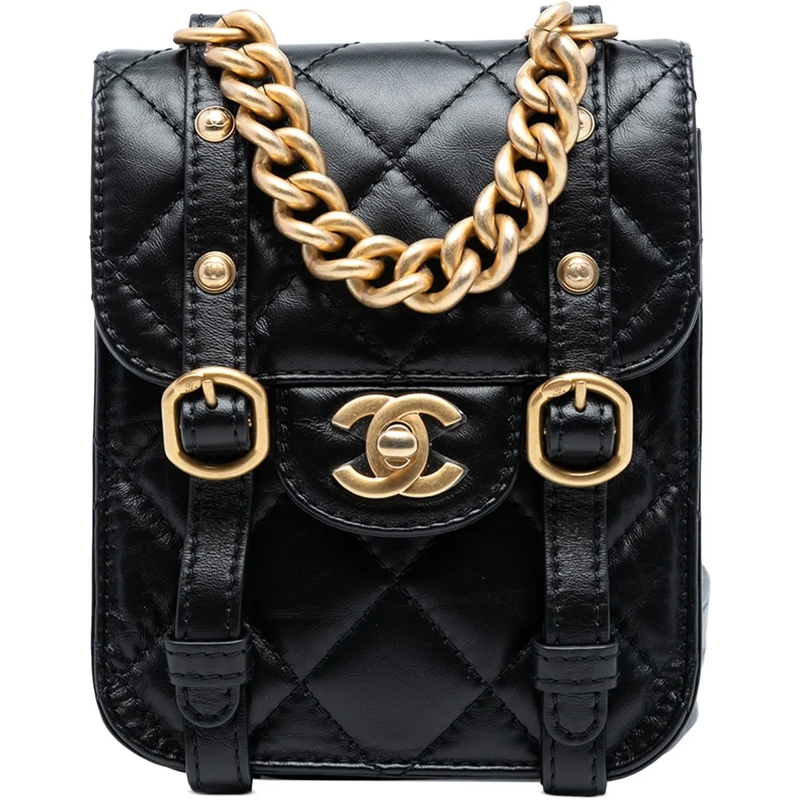 Chanel Schultertasche Mini Aged Calfskin City School Flap schwarz