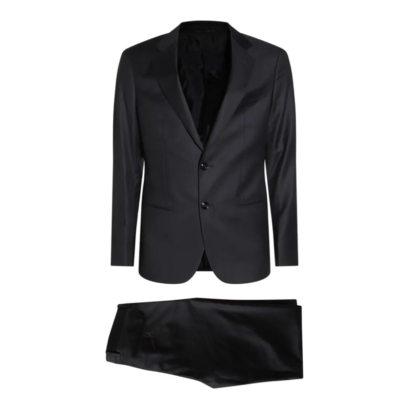 Giorgio Armani Anzugkombination Navy Blue Wool Suit Black