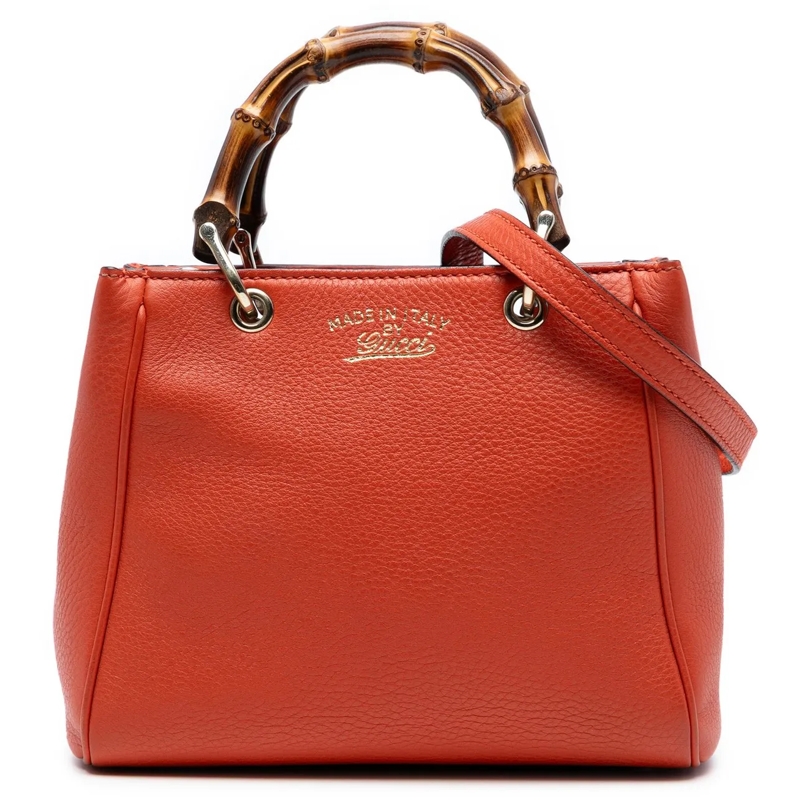 Gucci Schultertasche Mini Calfskin Bamboo Shopper Satchel orange