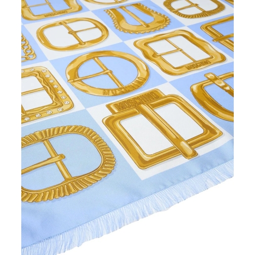 Moschino Écharpe en laine Silk scarf with print blau (Image 3)