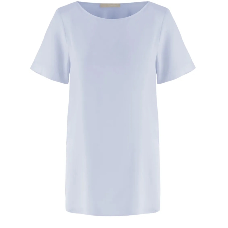Allude T-shirt Stretch Silk T-Shirt With Curved Hem White