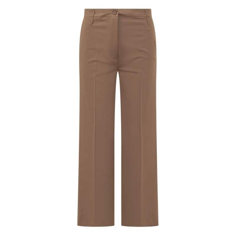 Semi Couture  Beige Straight-Leg Trousers With Mid-Rise Waist Brown