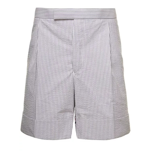 Thom Browne Striped Tailored Shorts In White Cotton White Pantaloncini