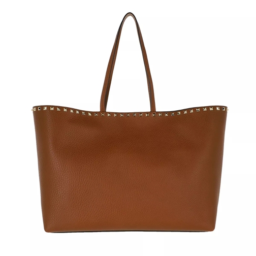 Valentino Garavani Rockstud Studded Shopping Bag Leather Marrone Sac à provisions
