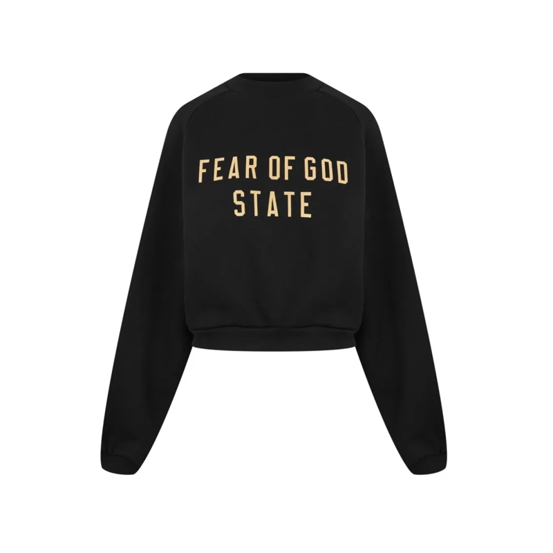 FEAR OF GOD  Essentials Logo Fleece Cropped Sweatshirt Black