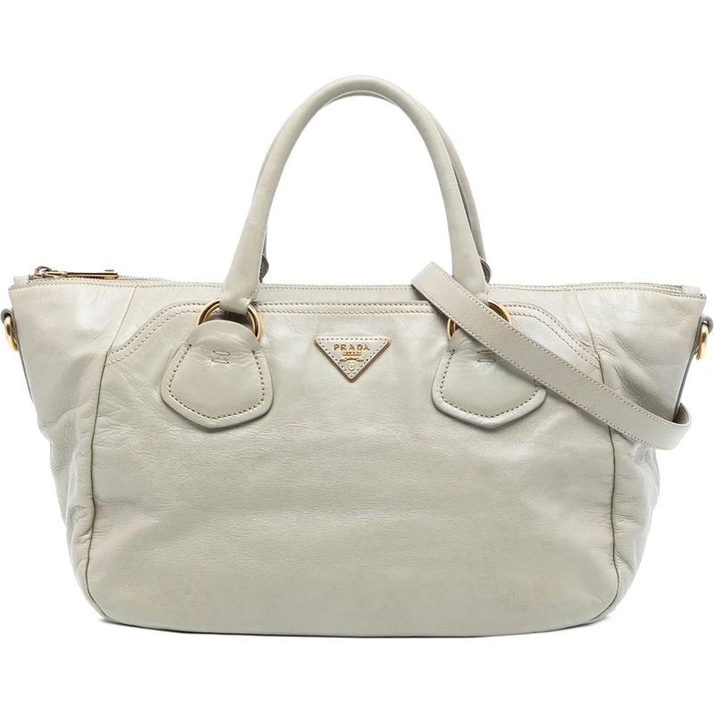 Prada Schultertasche Vitello Shine Satchel grau
