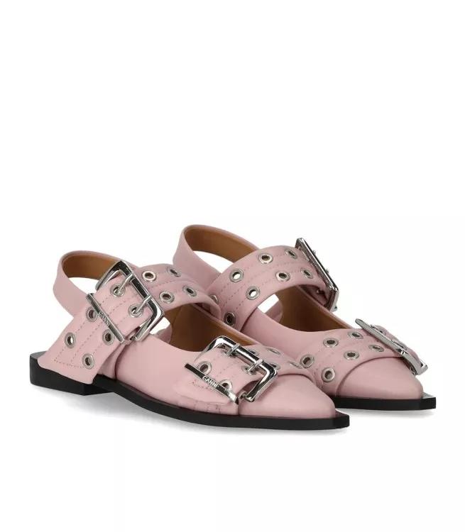 Thumbnail - GANNI Hohe Schuhe - Dames Chunky Buckle Ballerina Roze - Gr. 38 (EU) - in Rosa - für Damen