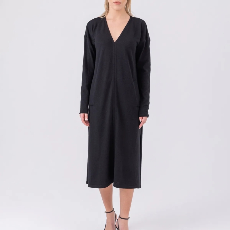 Helene Galwas Maxikleid Wollkleid CHLOÉRE schwarz(Image 2)