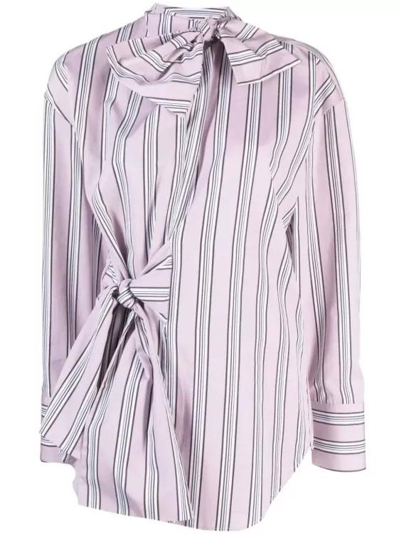 MSGM - Bow-Detail Striped Shirt - Größe 38 - purple