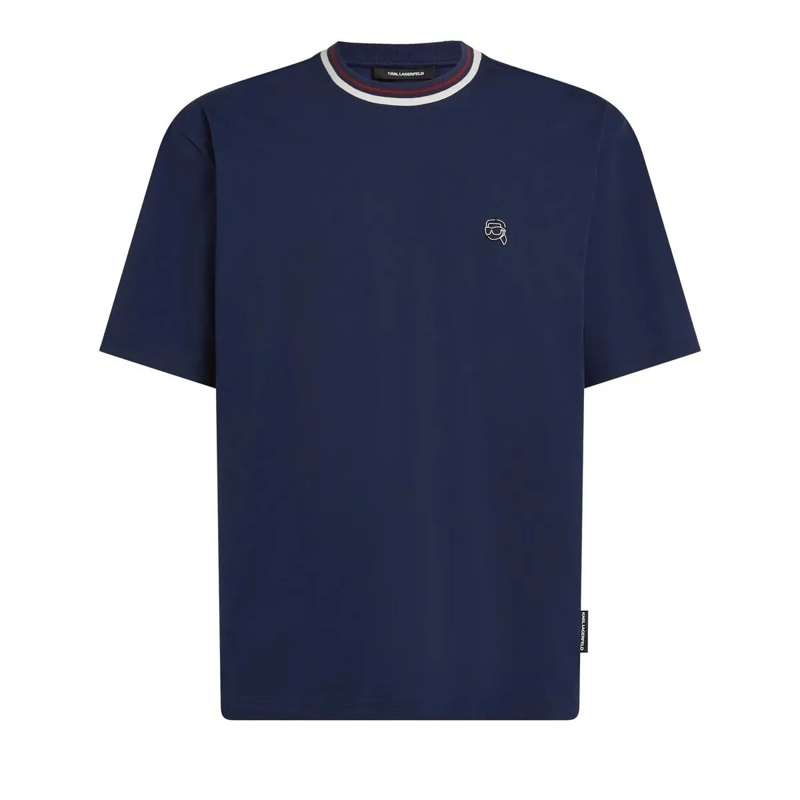 Karl Lagerfeld T-Shirt Ikon Gestreiftes T-Shirt mit Rundhalsausschnitt T- dunkel-blau