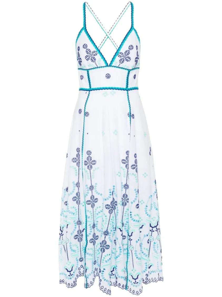 Charo Ruiz Ibiza - Long Dress With Floral Pattern - Größe S - blau