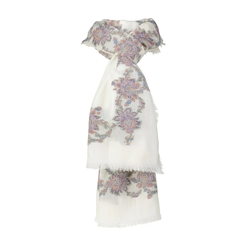 Etro Leichter Schal Schal aus Kaschmir-Woll-Mix mit Muster weiß