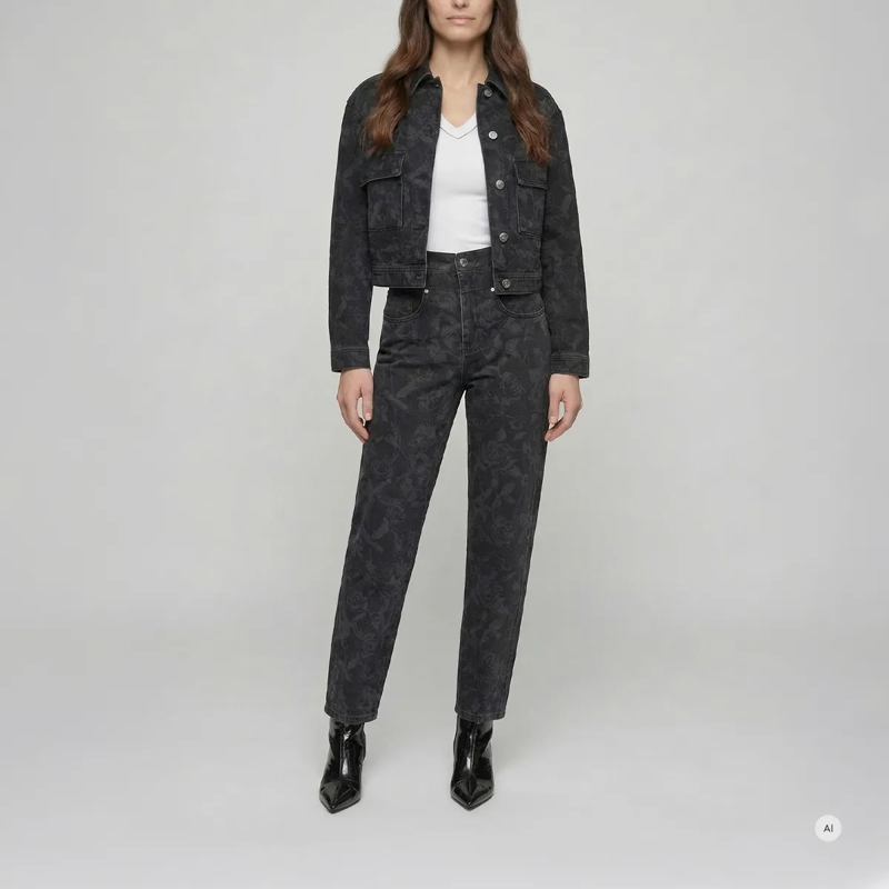 Marc Aurel Jeansjacke Black Denim Jeansjacke mit Rosenprint schwarz(Image 2)