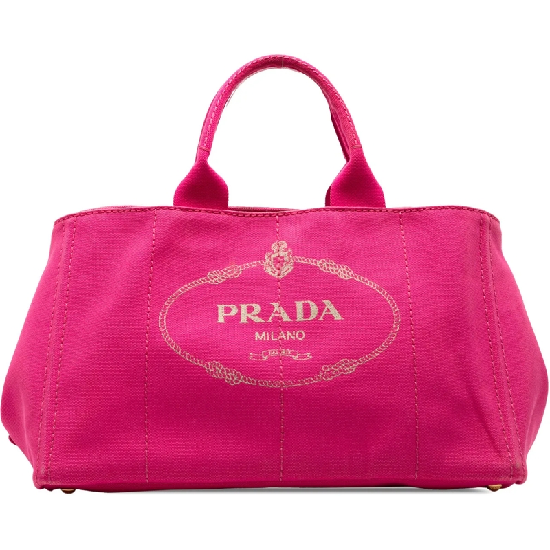 Prada Sac à bandoulière Large Canvas Canapa Logo Satchel rose