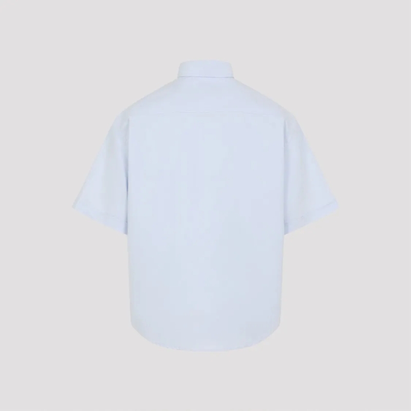 AMI Paris Hemd Short-Sleeved Casual Shirt With Button-Down Collar White