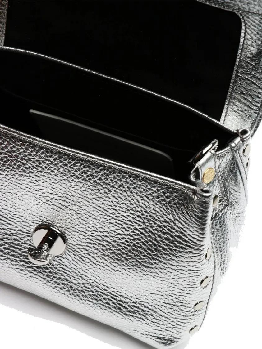 Zanellato Hobo bags Postina Baby Shoulder Bag With Muretto Texture in zilver