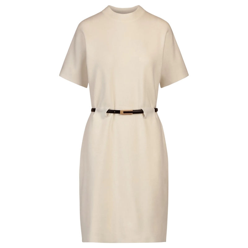 Apart Strickkleid Strickkleid mit Gürtel creme