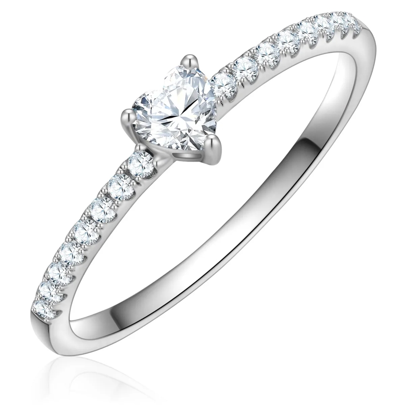 Trilani Ring Sterling Silber Ring Zirkonia Herz silber(Image 2)