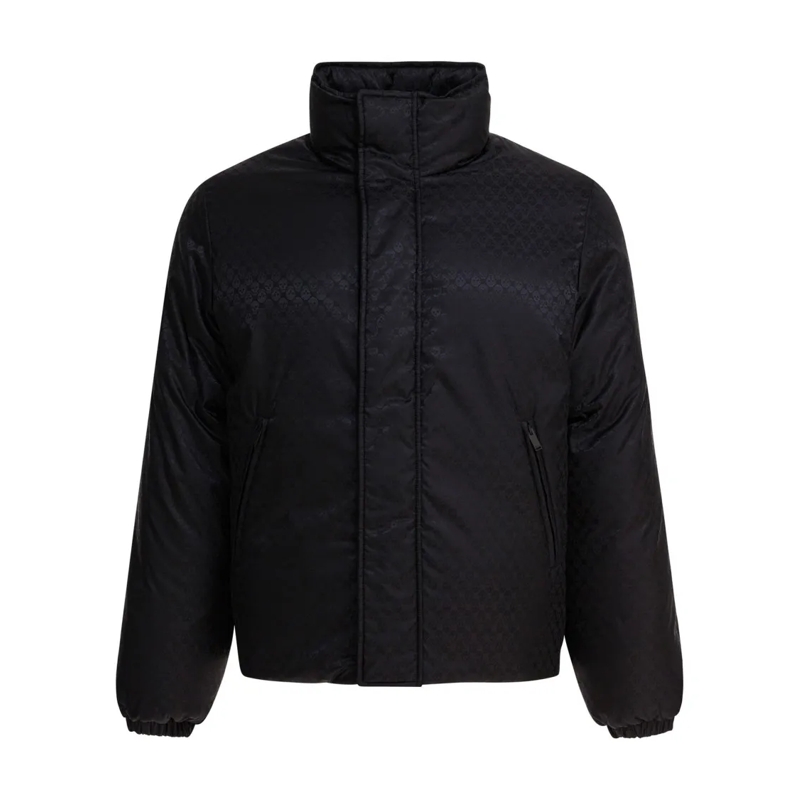 Alexander McQueen Doudoune Black Padded Jacket With High Collar And Concealed Black