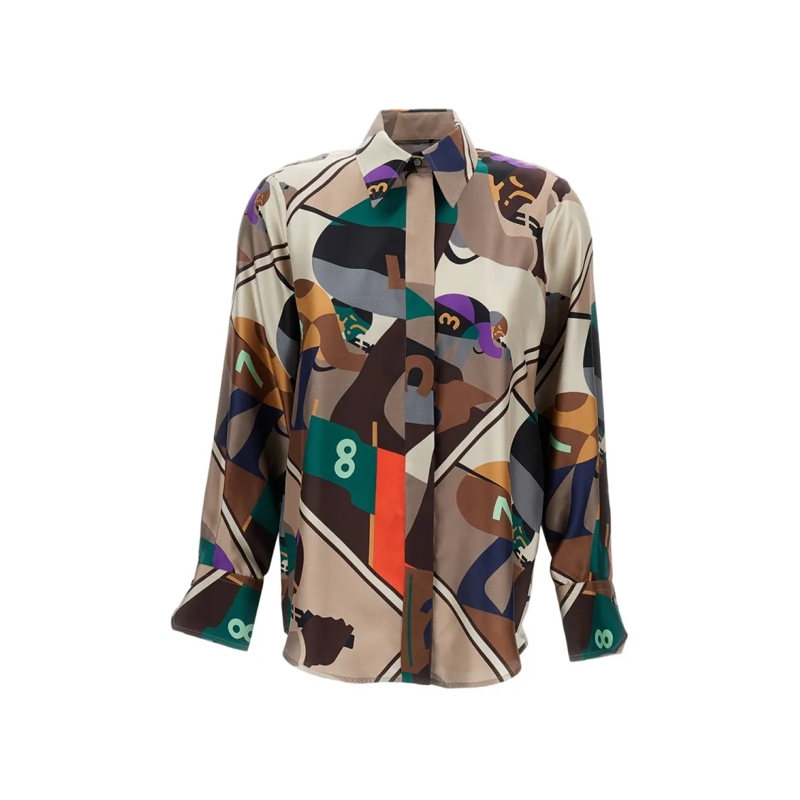 Alberto Biani Overhemd Classic Silk Skiers' Shirt Neutrals