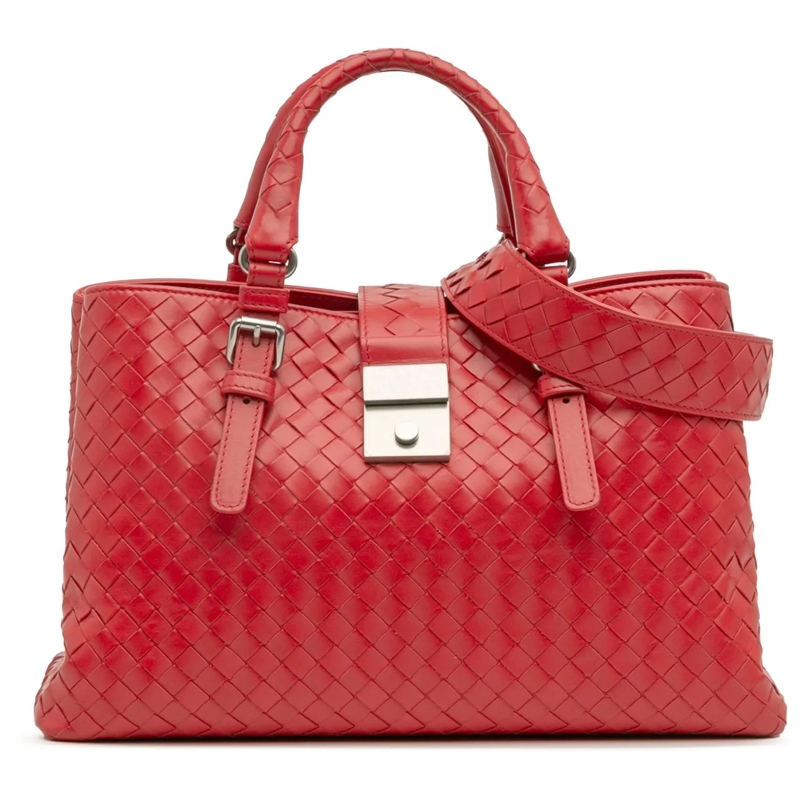 Bottega Veneta Schultertasche Small Nappa Intrecciato Roma Satchel rot