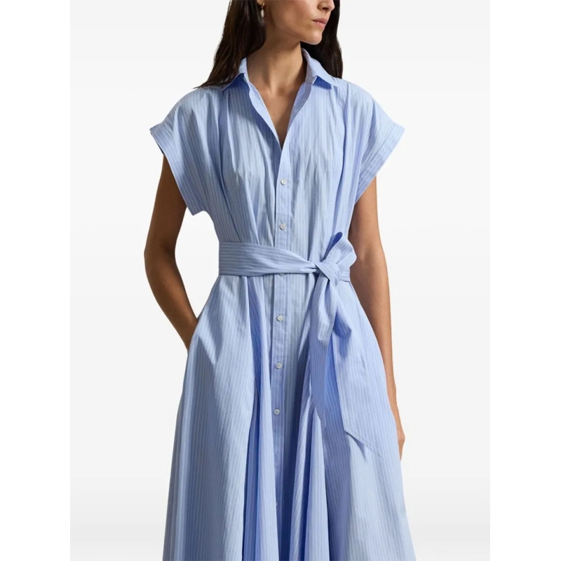 Polo Ralph Lauren Midikleid Gestreiftes Blusenkleid in Midi-Länge blau(Image 4)