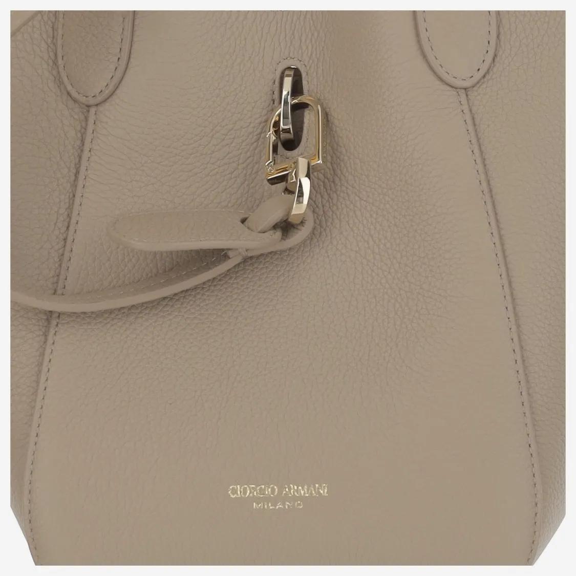 Giorgio Armani Totes & shoppers Leather Tote Bag With Logo in beige