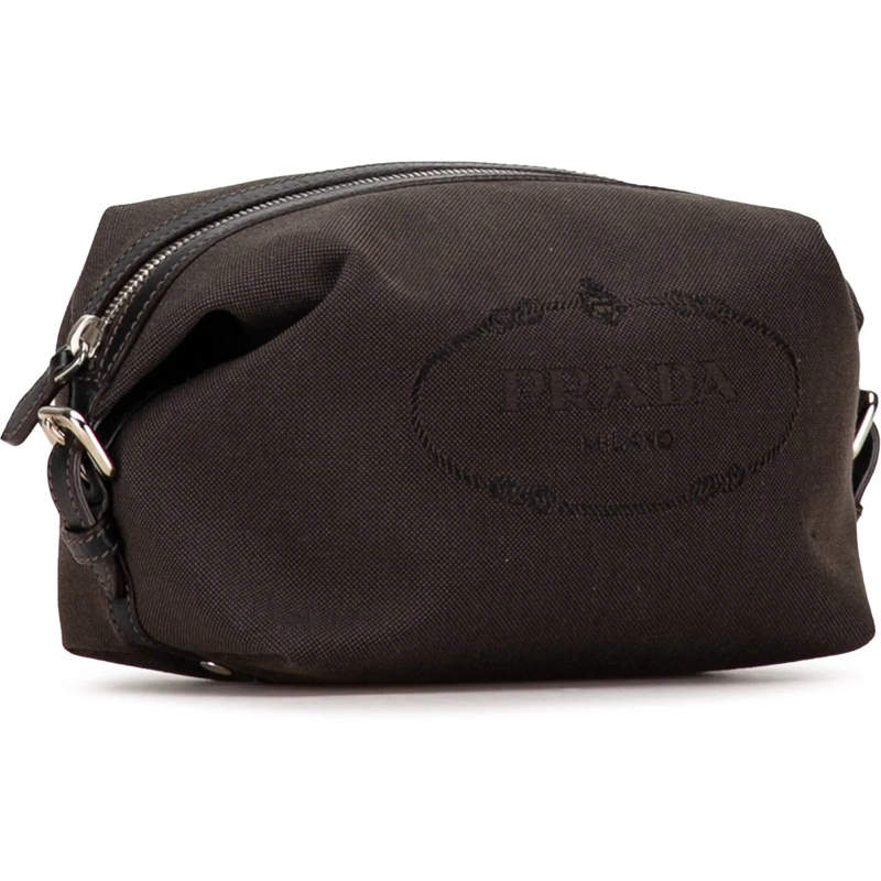 Prada Necessaire Canapa Logo Canvas Pouch braun