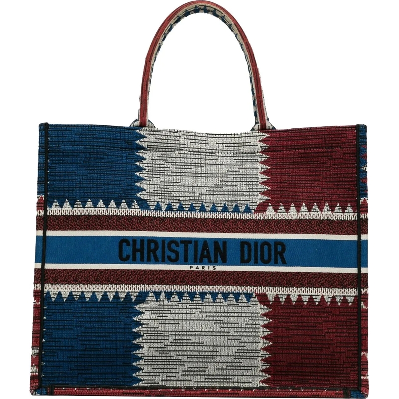 Christian Dior Shopper Large French Flag Book Tote blau