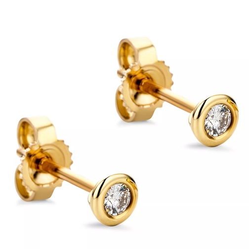 DIAMADA 14KT 0.1ct Diamond Stud Solitaire Earring  Yellow Gold Orecchini a bottone