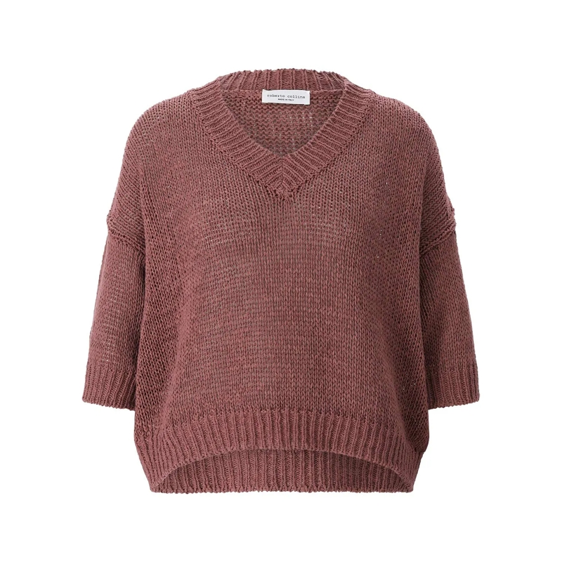 Roberto Collina Pull Kurzarmpullover aus Baumwollmix lila(Image 4)