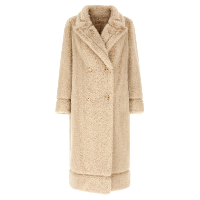 Twin-Set Veste en shearling Coats Natural none