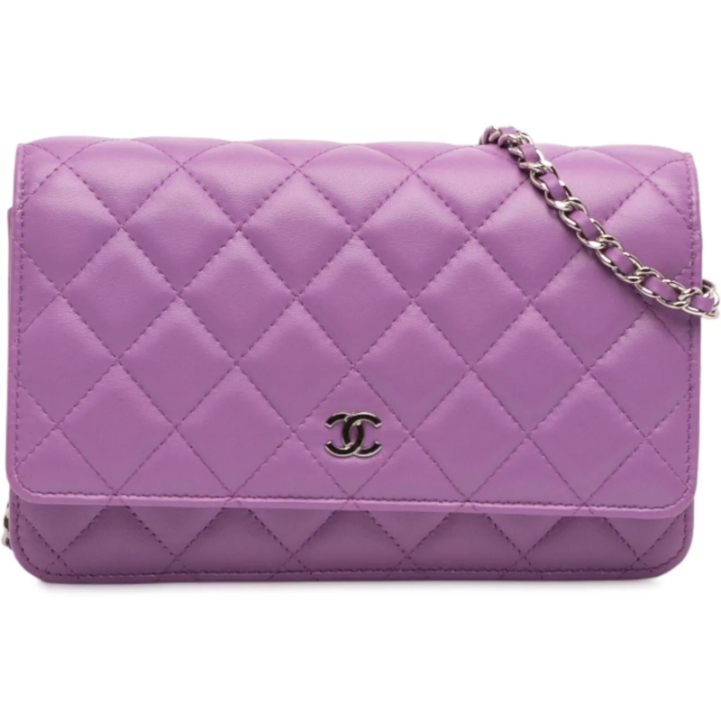 Chanel Sac à bandoulière CC Quilted Lambskin Wallet on Chain lila