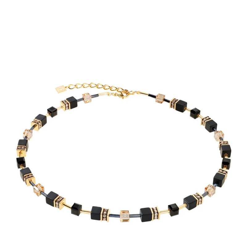 COEUR DE LION Mittellange Halskette GeoCUBE® Halskette Onyx schwarz