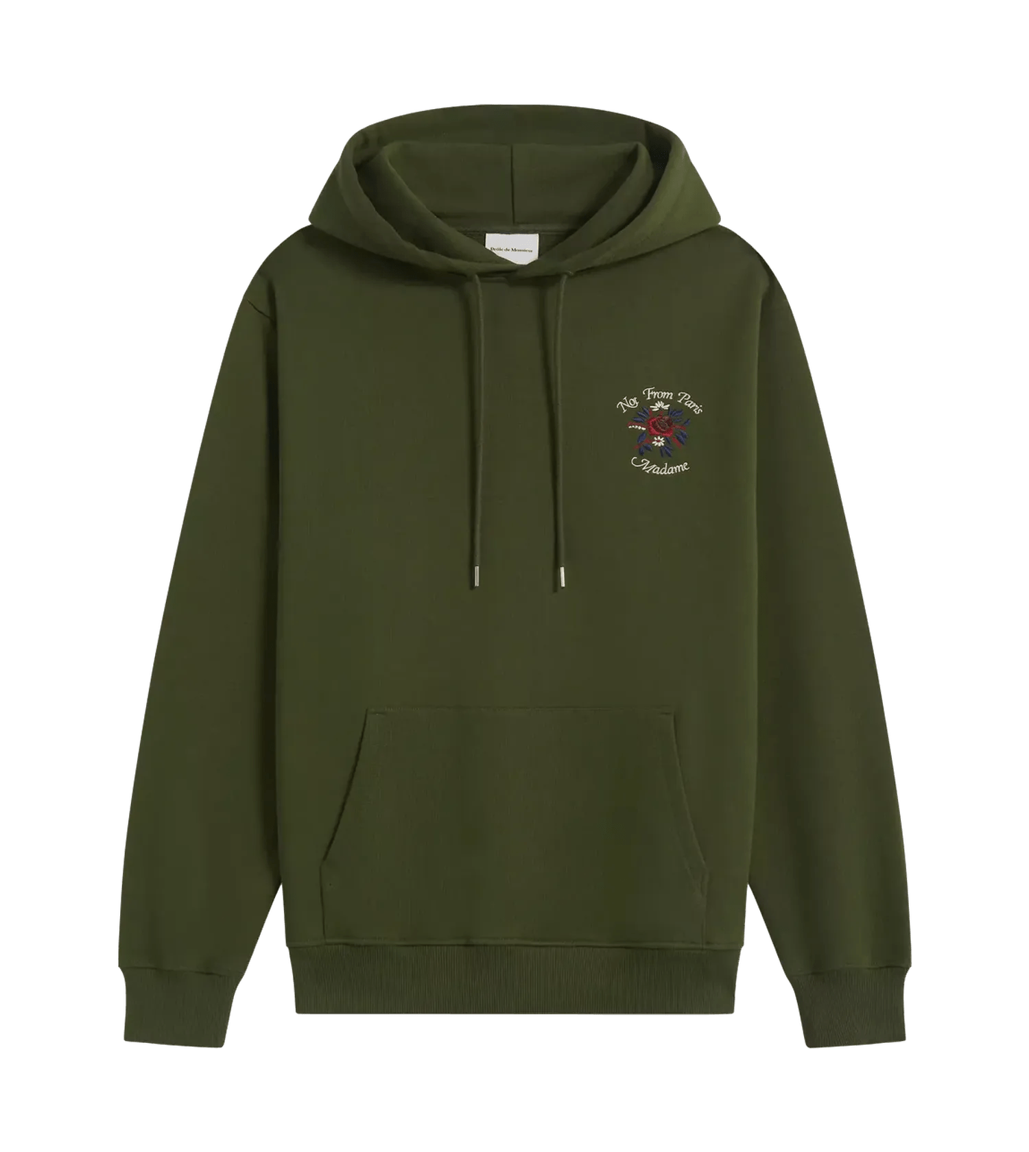 Drôle De Monsieur - Hoodie mit Slogan-Fleurs-Stickerei - Größe L - grün