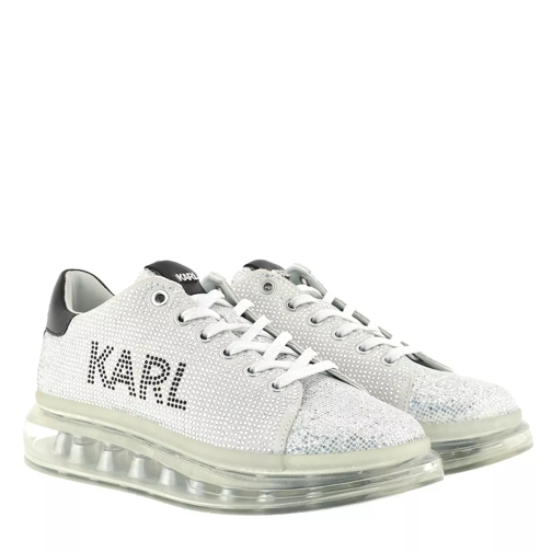 Karl Lagerfeld Kapri Kushion Sneaker Silver Textured Leather Plateau Sneaker