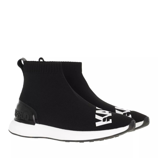 Karl Lagerfeld FINESSE Legere Knit Mid Boot Black Knit Textile with White sneaker slip-on