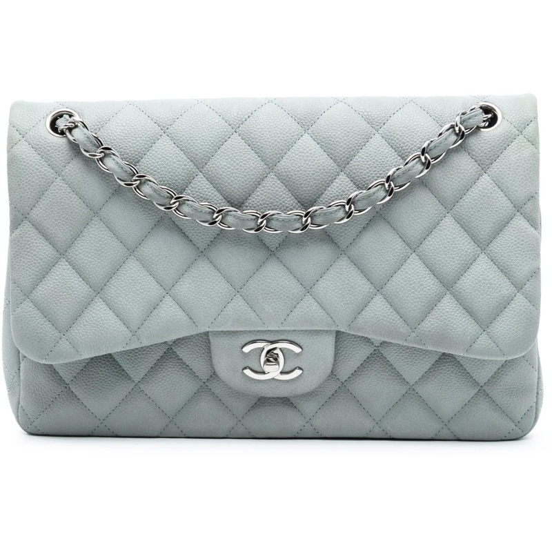 Chanel Schultertasche Jumbo Classic Caviar Double Flap blau