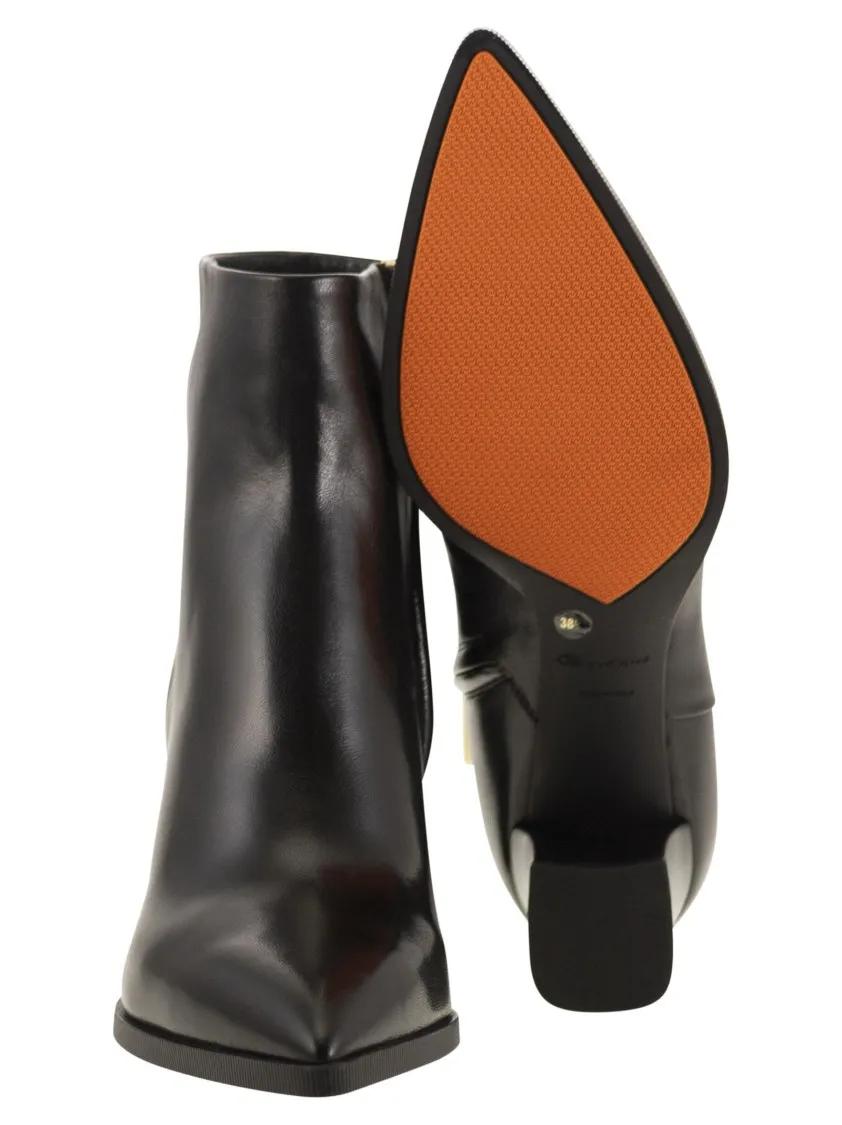 Thumbnail - Santoni Stiefel - Medium Heel Leather Ankle Boot - Gr. 37,5 (EU) - in Schwarz - für Damen