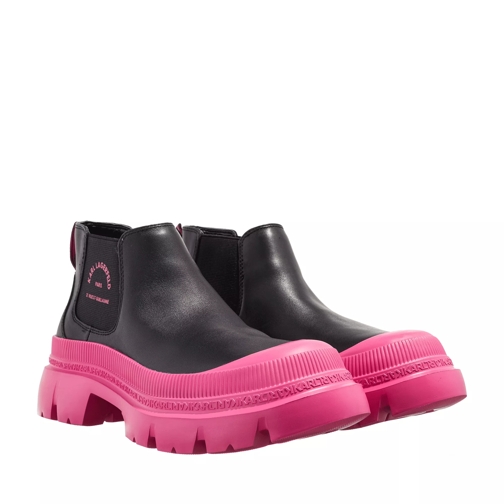 Karl Lagerfeld Trekka Max Kc Short Gore Boot Black Lthr w/Pink Stivale Chelsea
