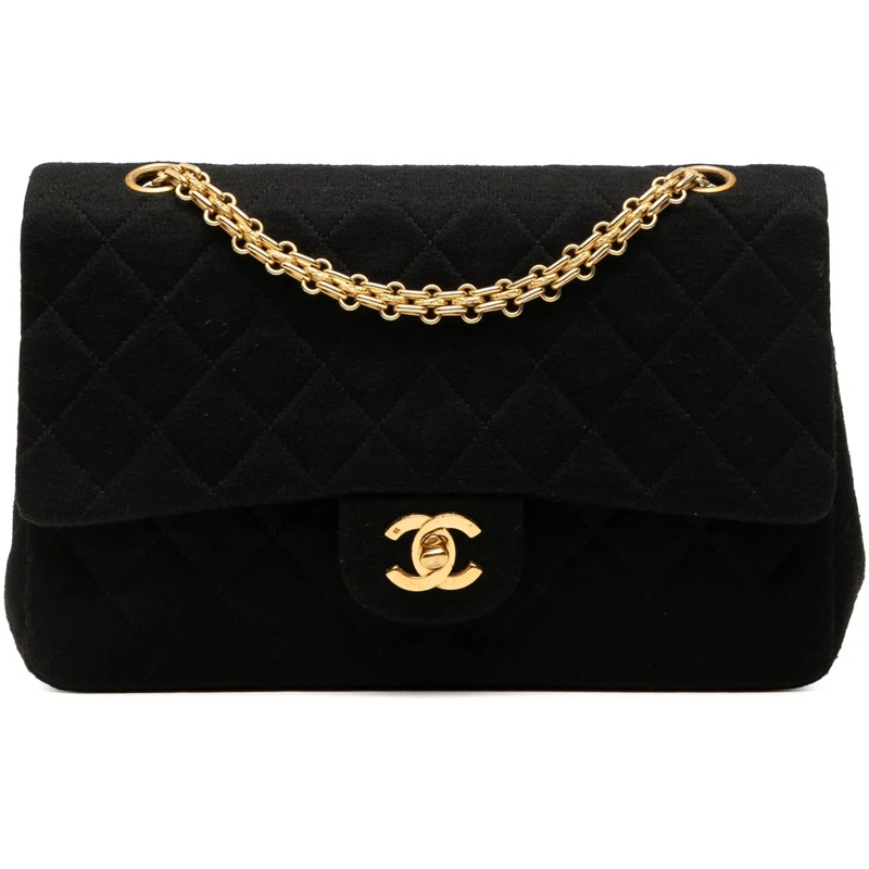 Chanel Sac à bandoulière Medium Classic Jersey Bijoux Chain Double Flap schwarz