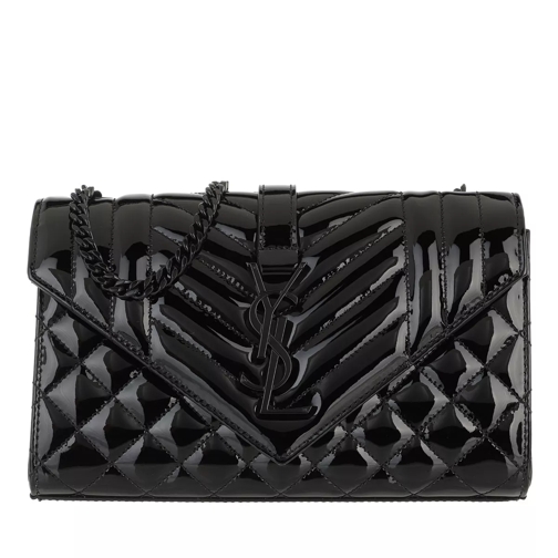 Saint Laurent Envelope Matelassé Crossbody Bag Patent Leather Black Cross body-väskor