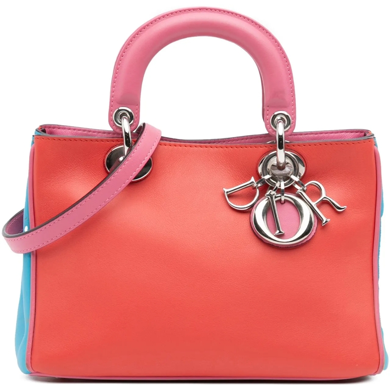 Christian Dior Schultertasche Mini Tricolor Leather Diorissimo Satchel rot